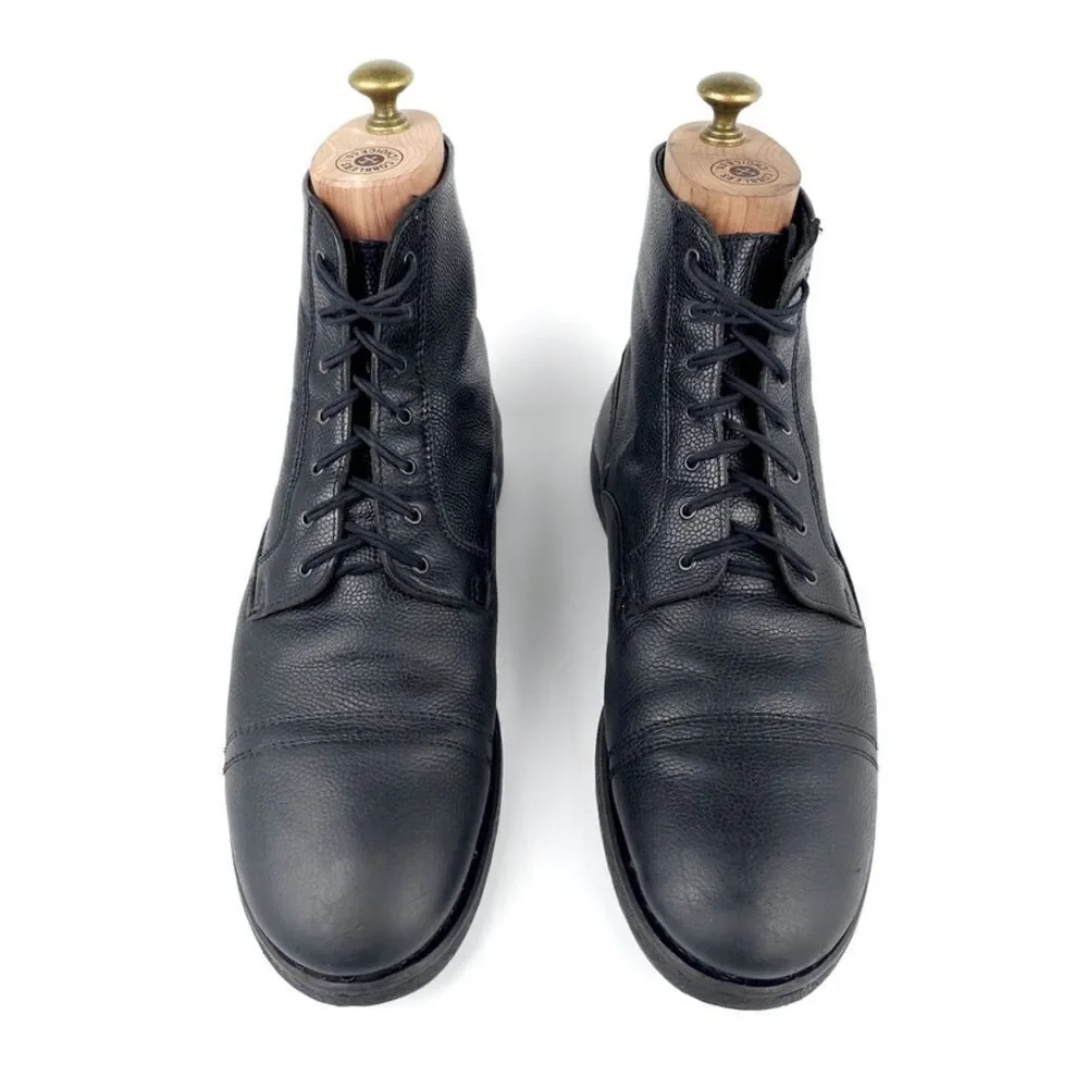 DIESEL Pure Hi Split Combat Boot Black Leather 90s Minimal Grunge Moto Biker Y2k